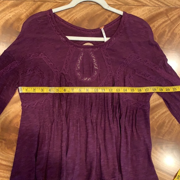 Free People Size XS US Stretch Cotton Jersey and Lace Top in Color Eggplant - Picture 13 of 14